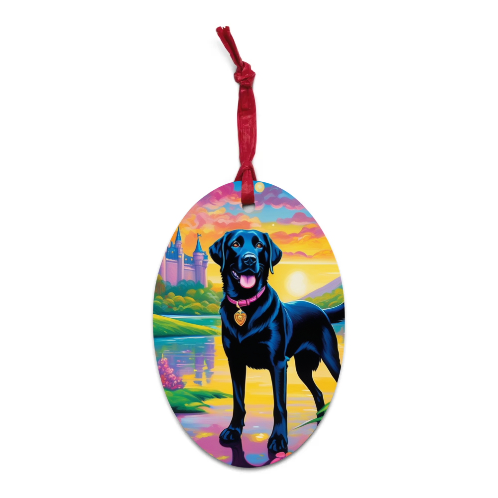 PugMug Custom Black Labrador Retriever Wooden Ornament
