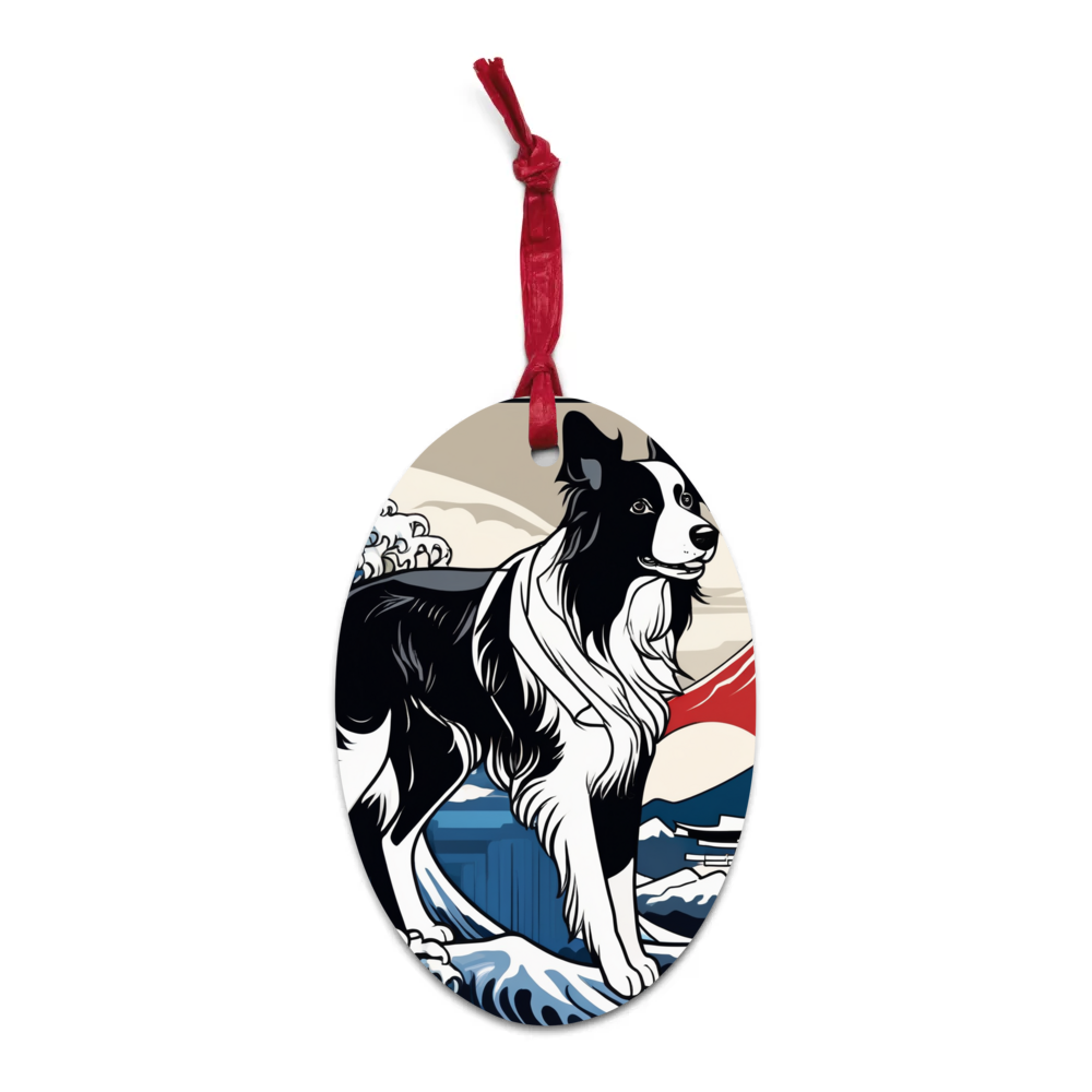 PugMug Custom Border Collie Wooden Ornament