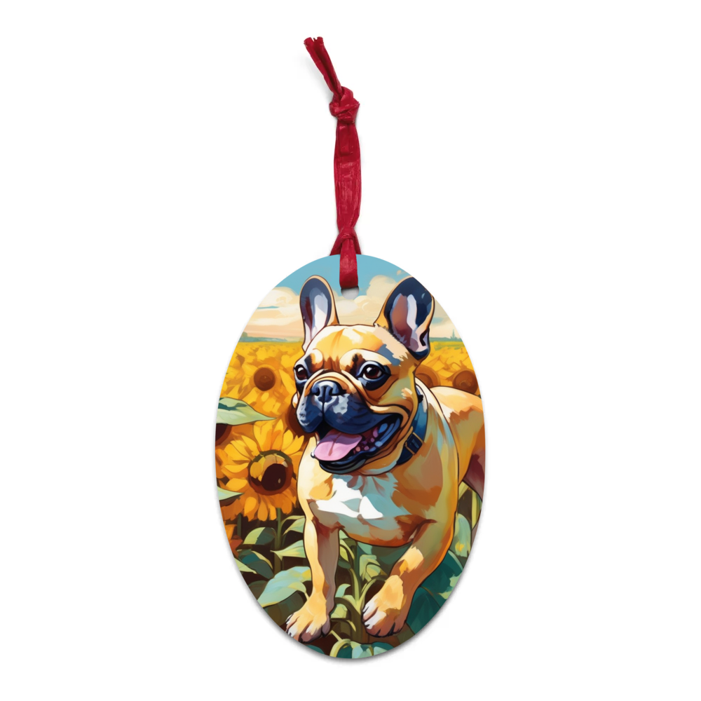 PugMug Custom Tan French Bulldog Wooden Ornament