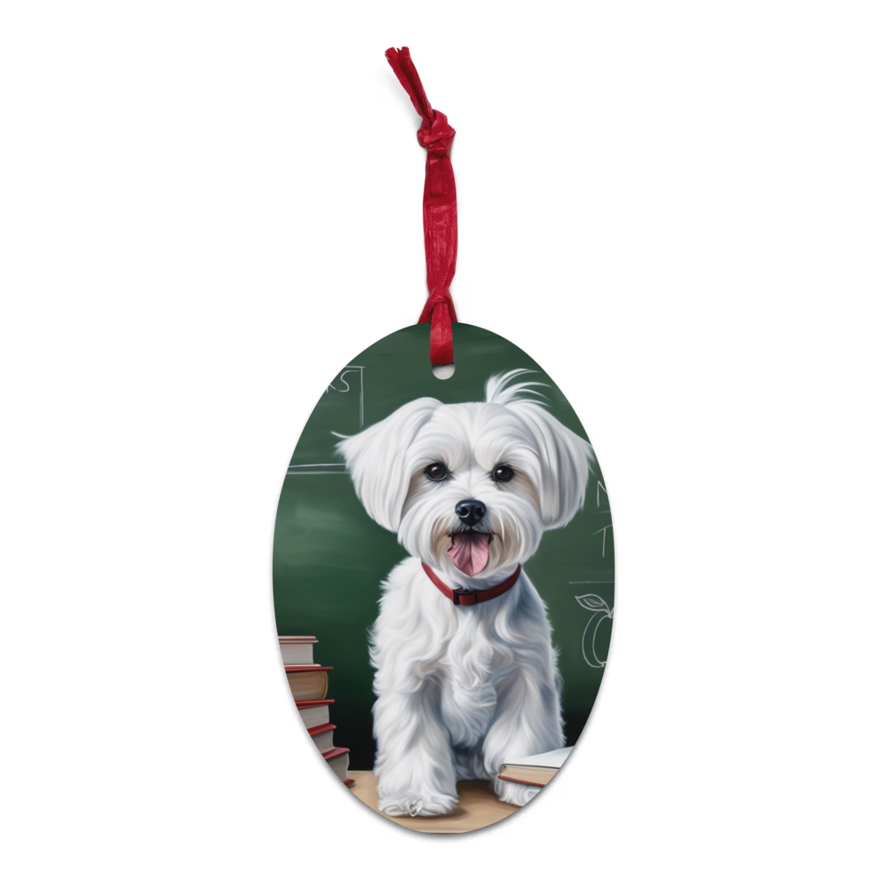 PugMug Custom Maltese Dog Wooden Ornament