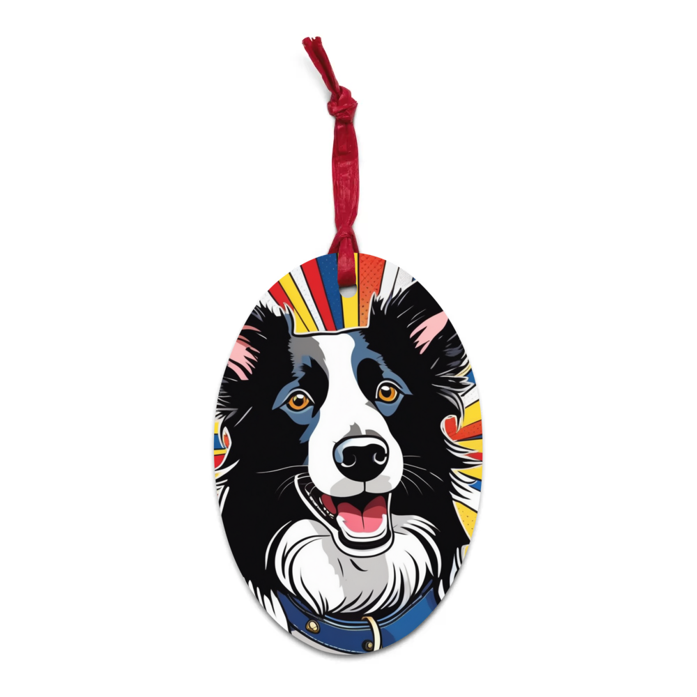 PugMug Custom Border Collie Wooden Ornament