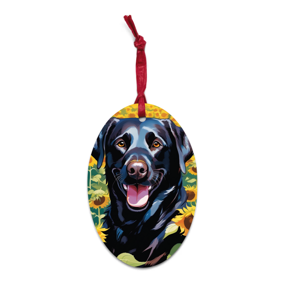 PugMug Custom Black Labrador Retriever Wooden Ornament