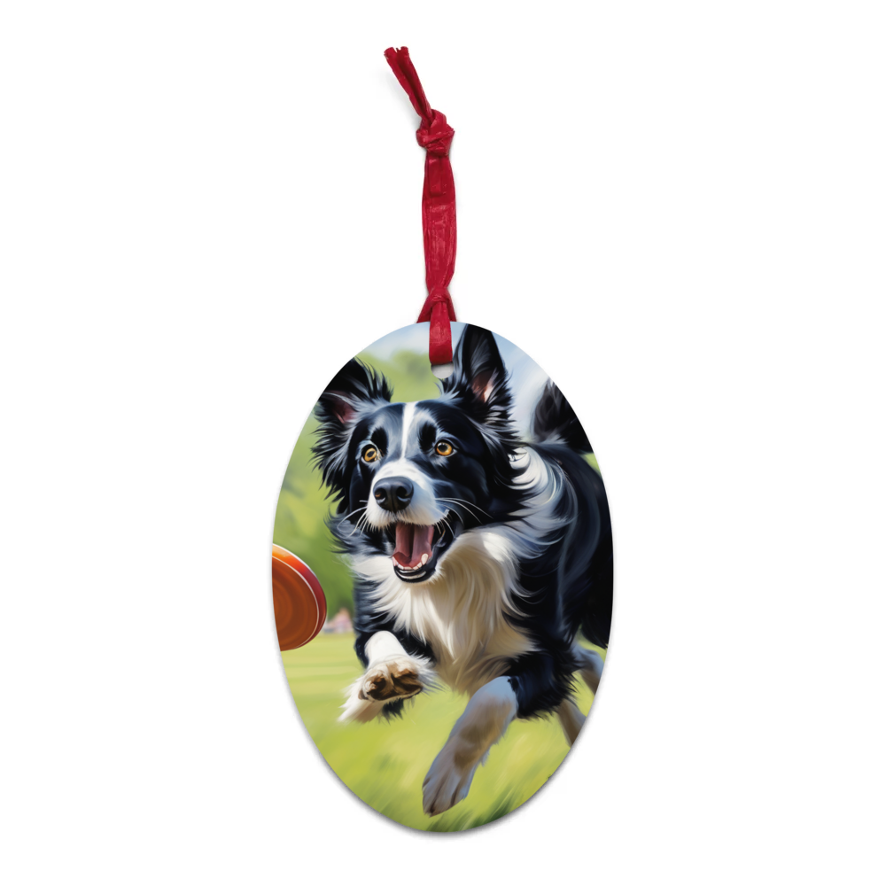 PugMug Custom Border Collie Wooden Ornament