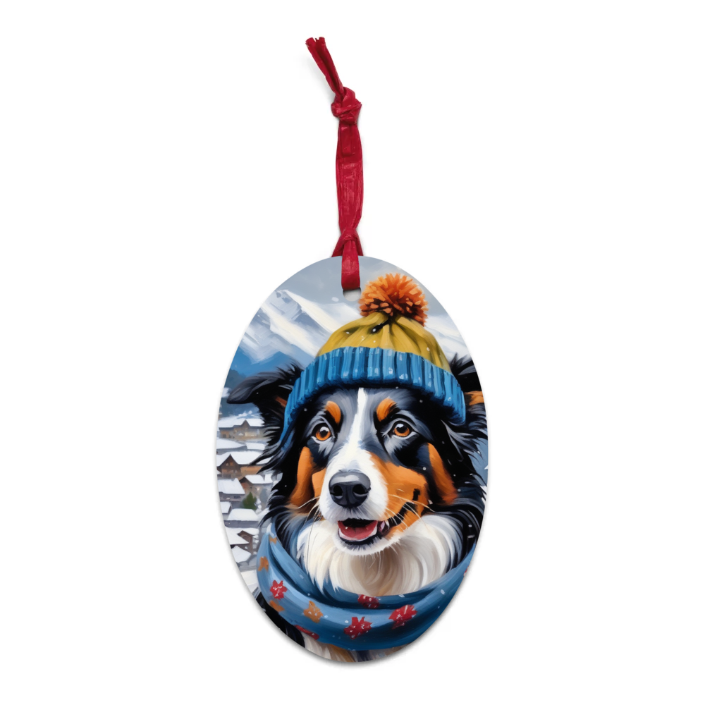 PugMug Custom Border Collie Wooden Ornament