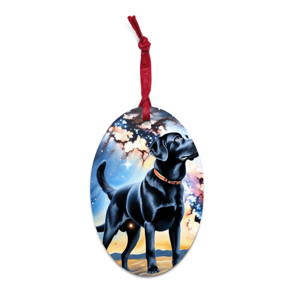 PugMug Custom Black Labrador Retriever Wooden Ornament