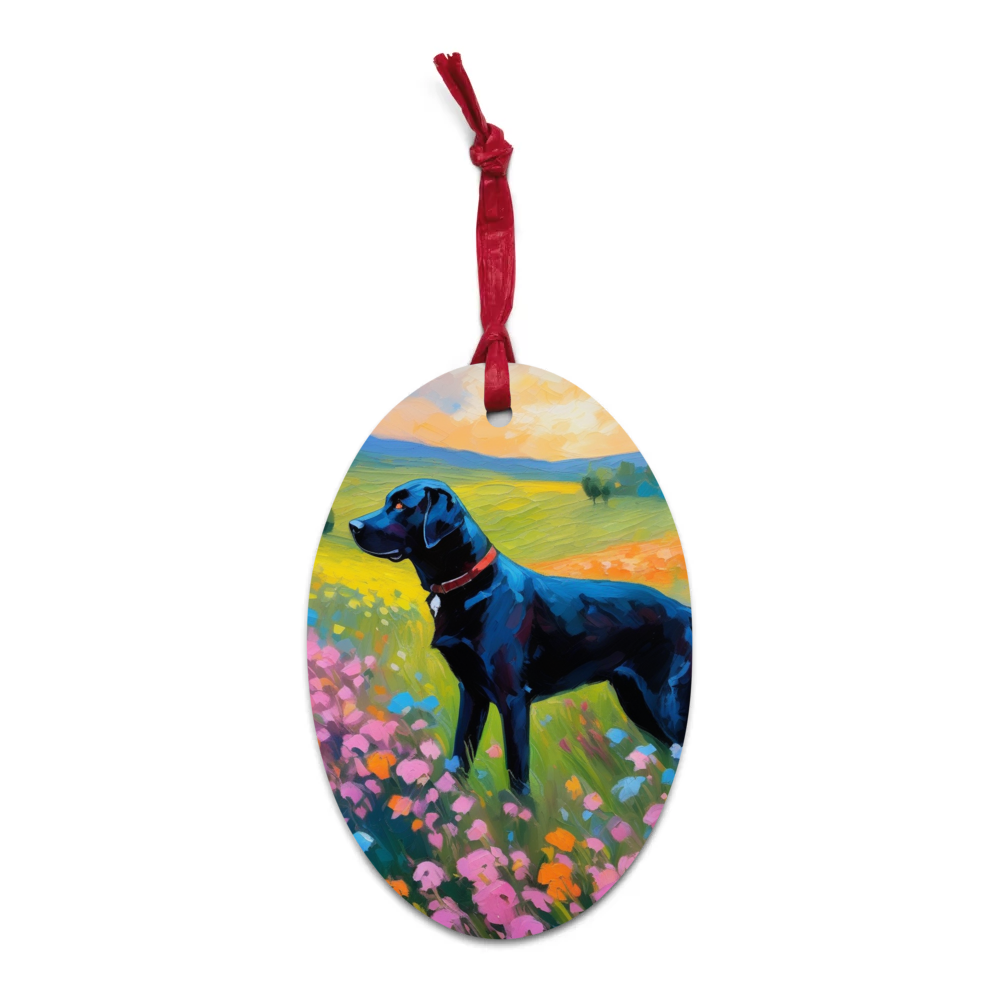 PugMug Custom Black Labrador Retriever Wooden Ornament