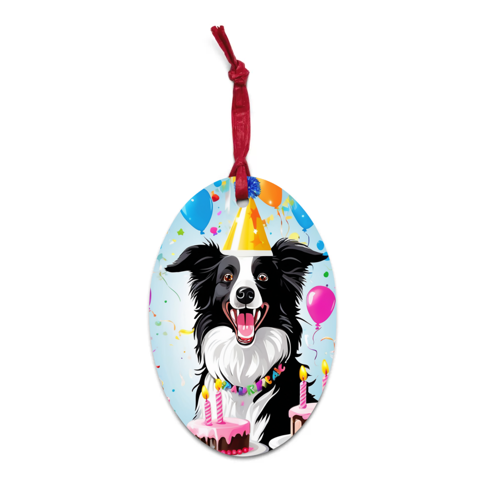 PugMug Custom Border Collie Wooden Ornament