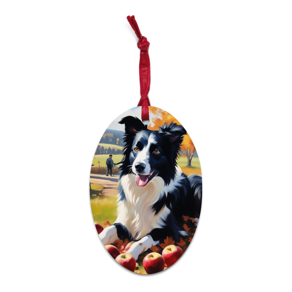 PugMug Custom Border Collie Wooden Ornament