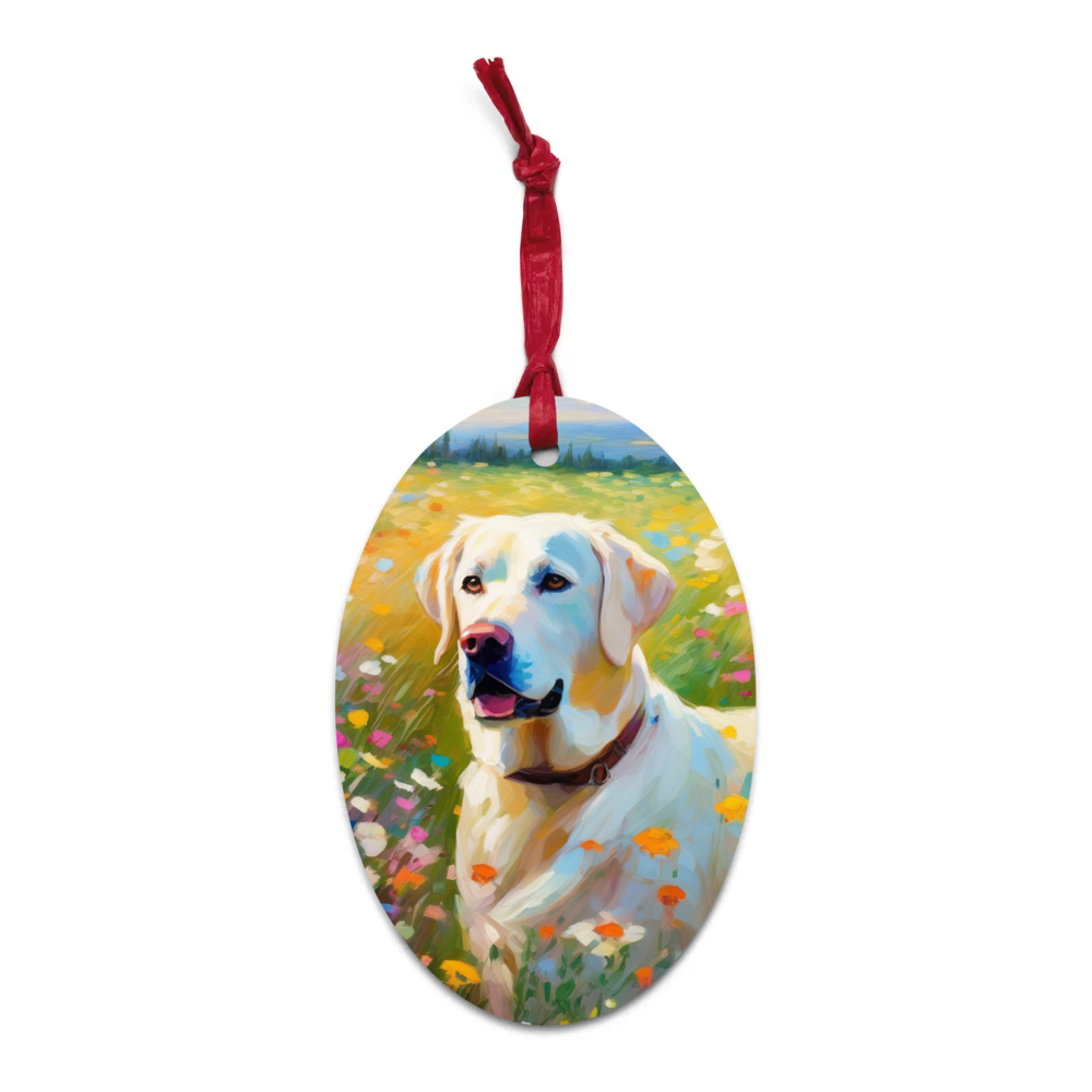PugMug Custom White Labrador Retriever Wooden Ornament