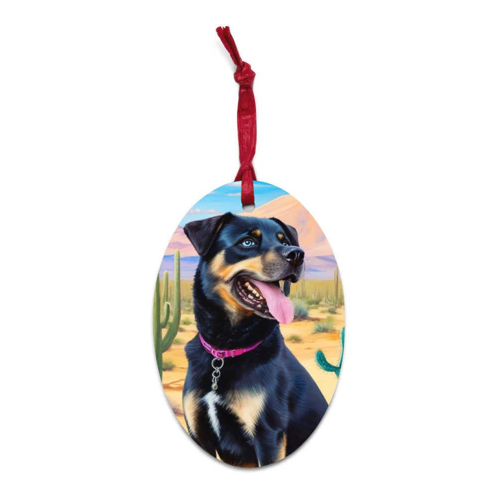 PugMug Custom Blue Wooden Ornament