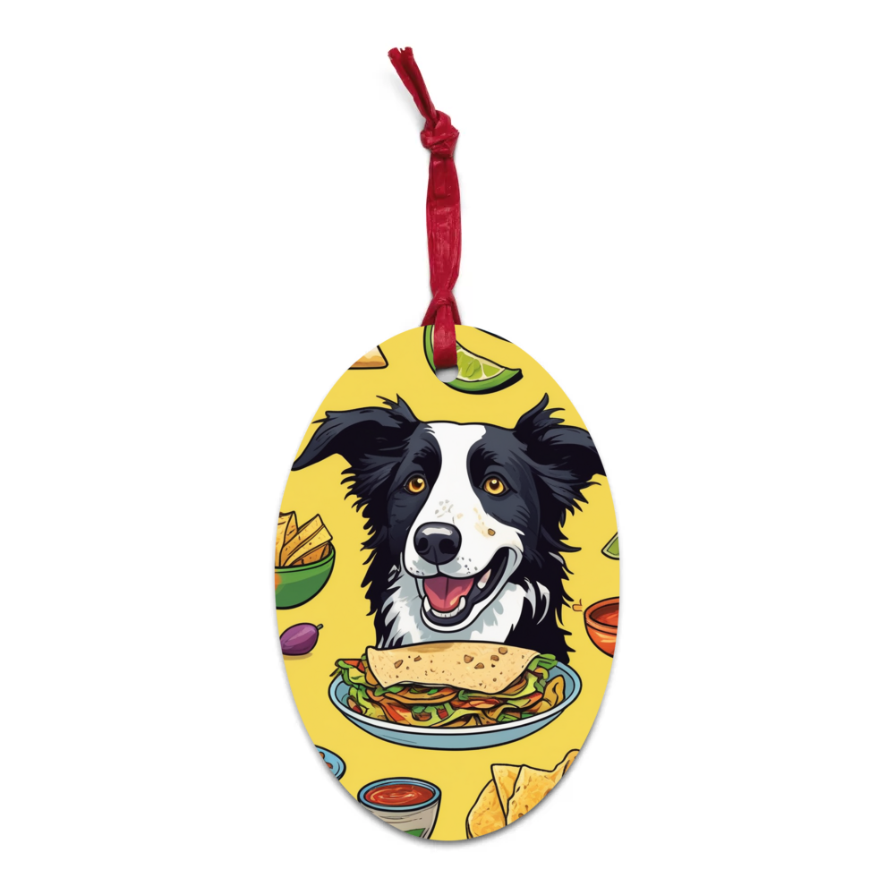 PugMug Custom Border Collie Wooden Ornament