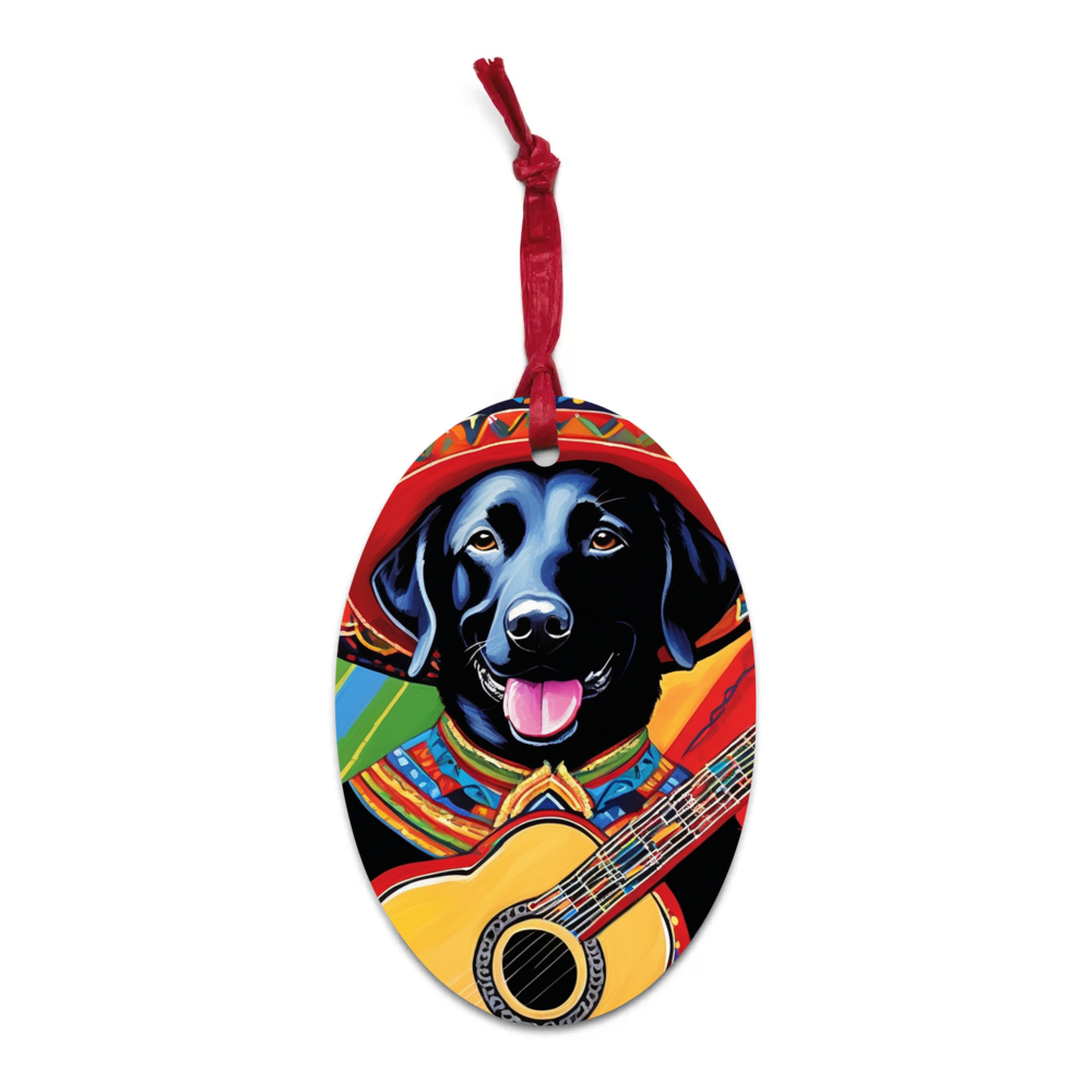 PugMug Custom Black Labrador Retriever Wooden Ornament