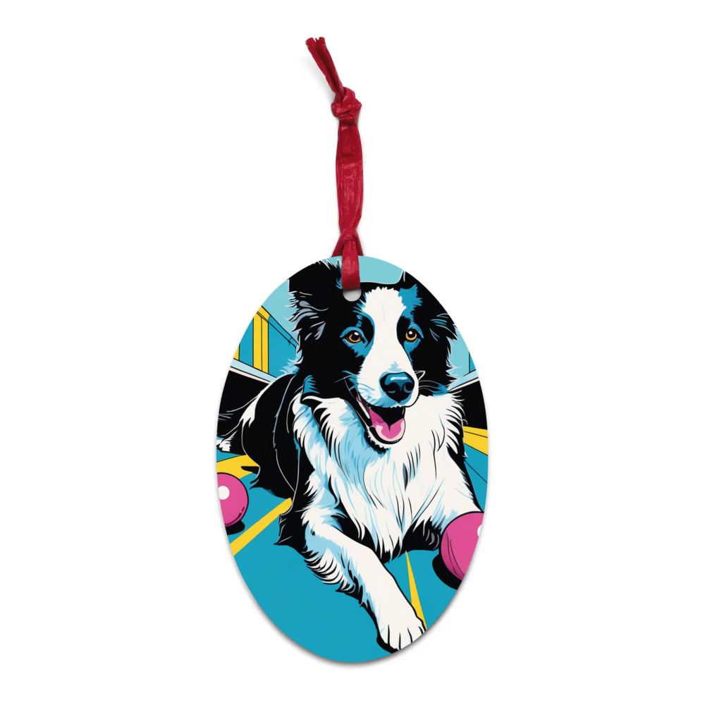 PugMug Custom Border Collie Wooden Ornament