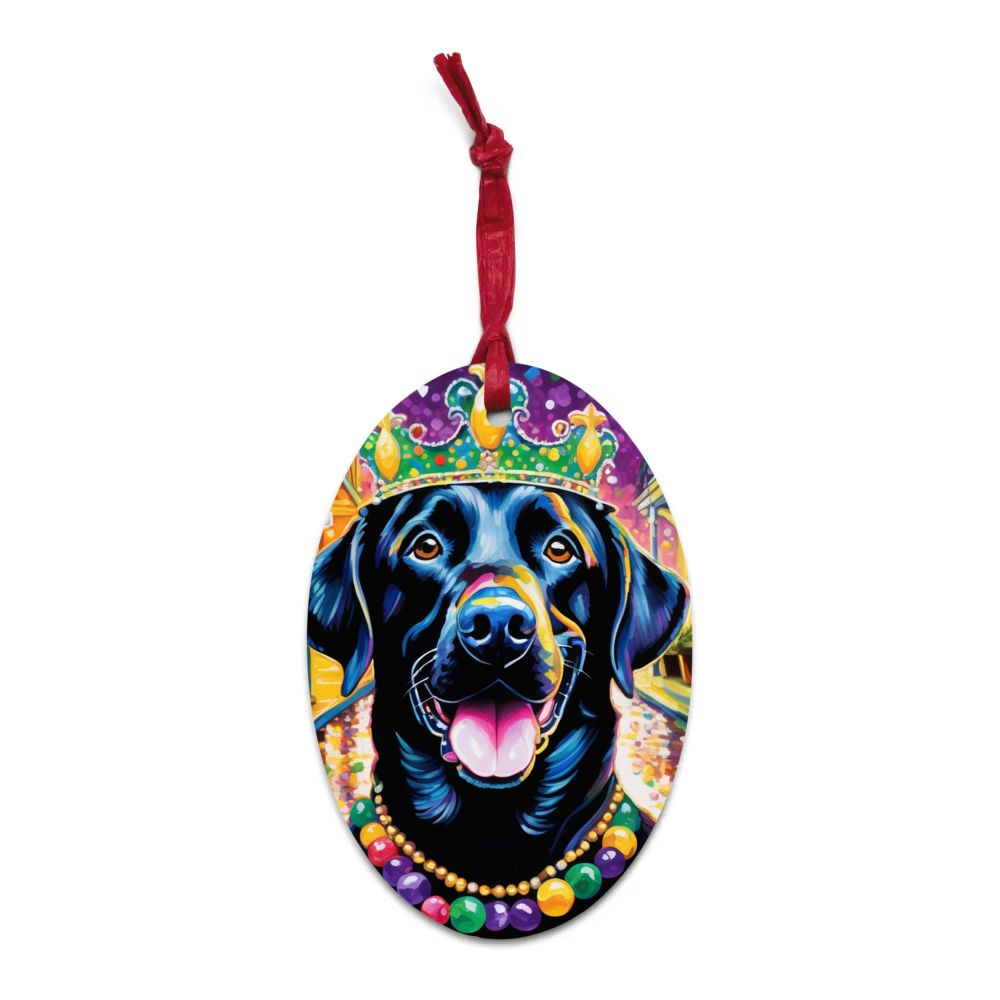 PugMug Custom Black Labrador Retriever Wooden Ornament