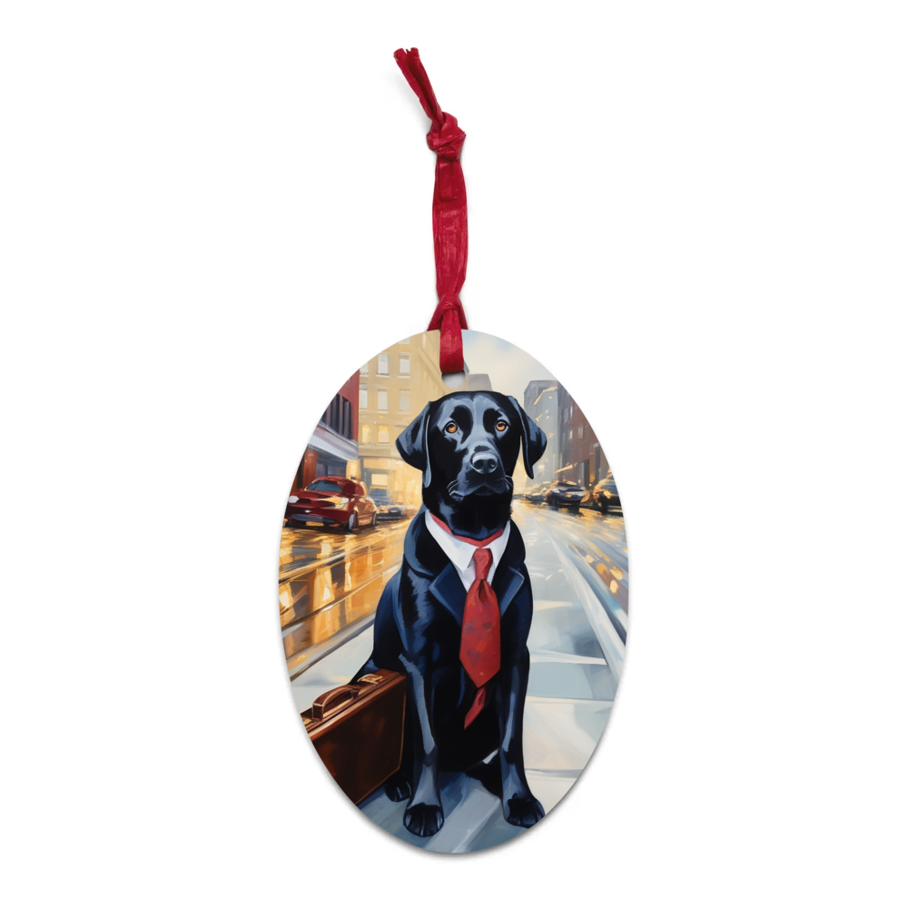 PugMug Custom Black Labrador Retriever Wooden Ornament