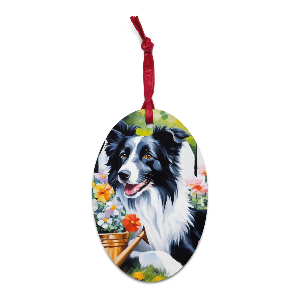 PugMug Custom Border Collie Wooden Ornament