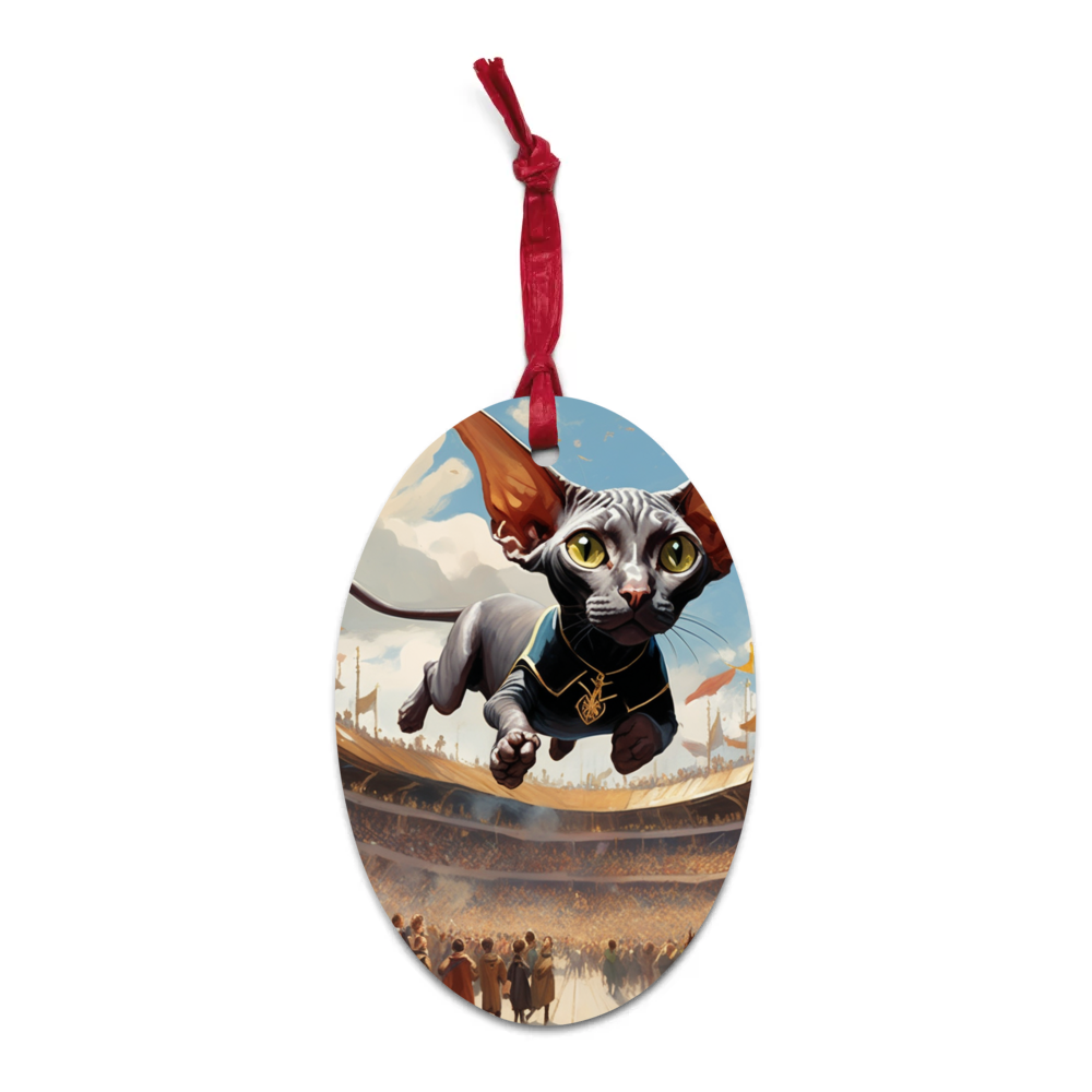PugMug Custom Black Sphynx Cat Wooden Ornament