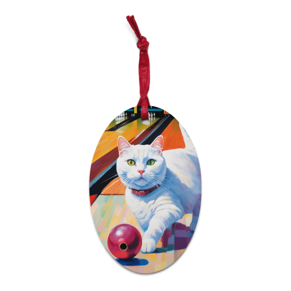 PugMug Custom White Companion Cat Wooden Ornament