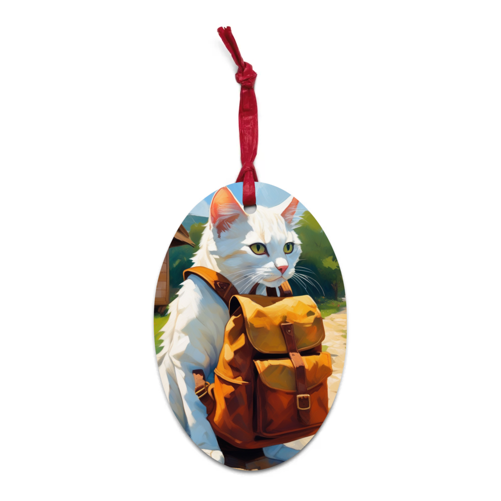 PugMug Custom White Exotic Cat Wooden Ornament