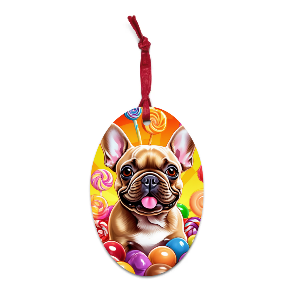 PugMug Custom Tan French Bulldog Wooden Ornament