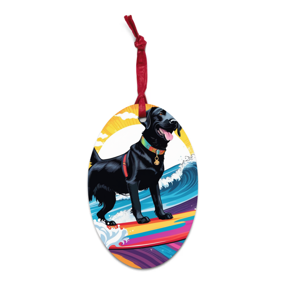PugMug Custom Black Labrador Retriever Wooden Ornament