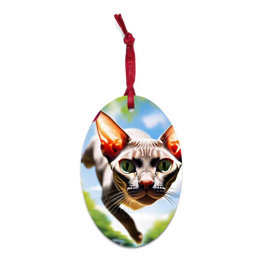 PugMug Custom Tabby Sphynx Cat Wooden Ornament