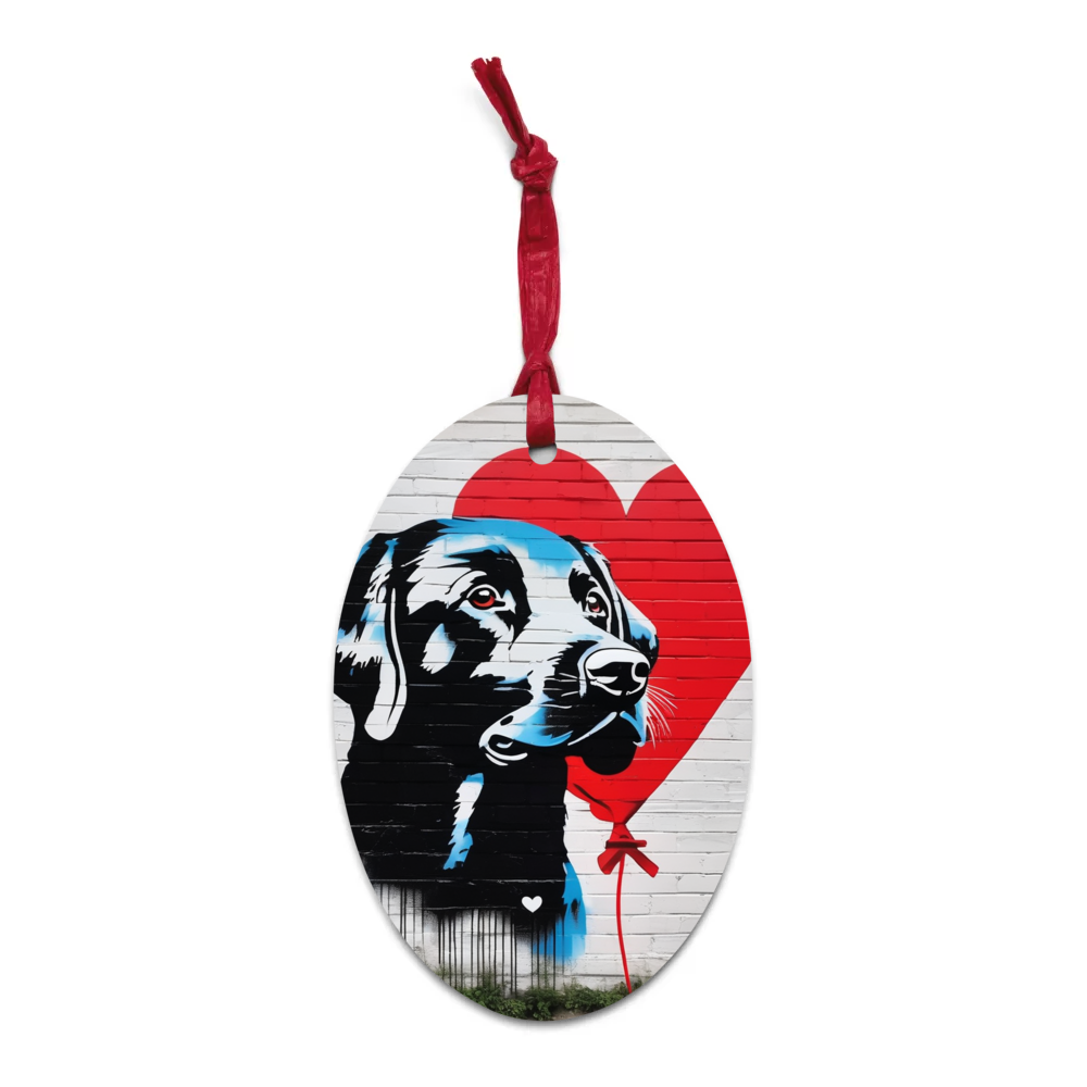 PugMug Custom Black Labrador Retriever Wooden Ornament