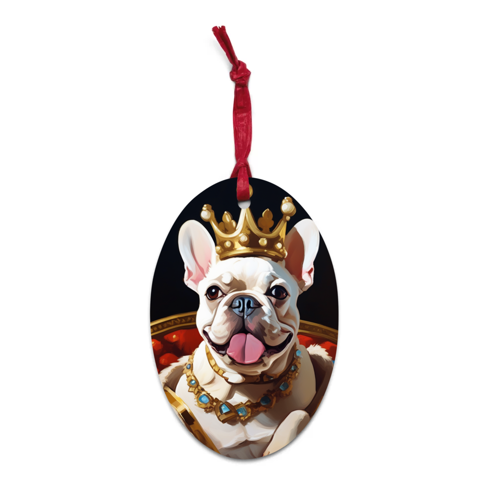 PugMug Custom White French Bulldog Wooden Ornament