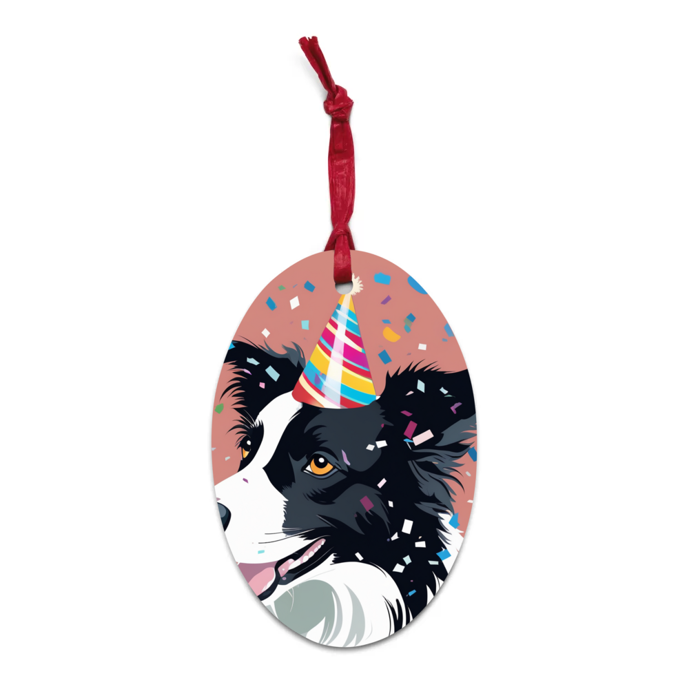 PugMug Custom Border Collie Wooden Ornament