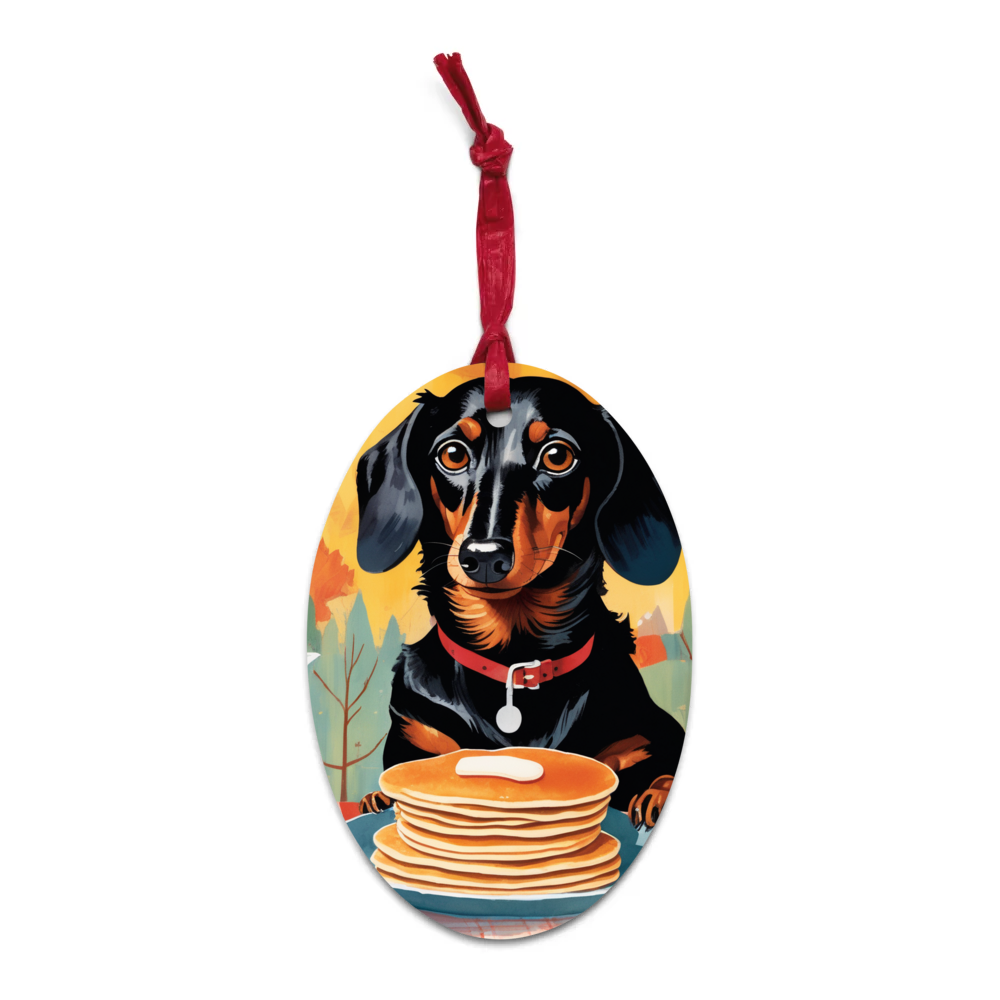 PugMug Custom Black Dachshund Wooden Ornament