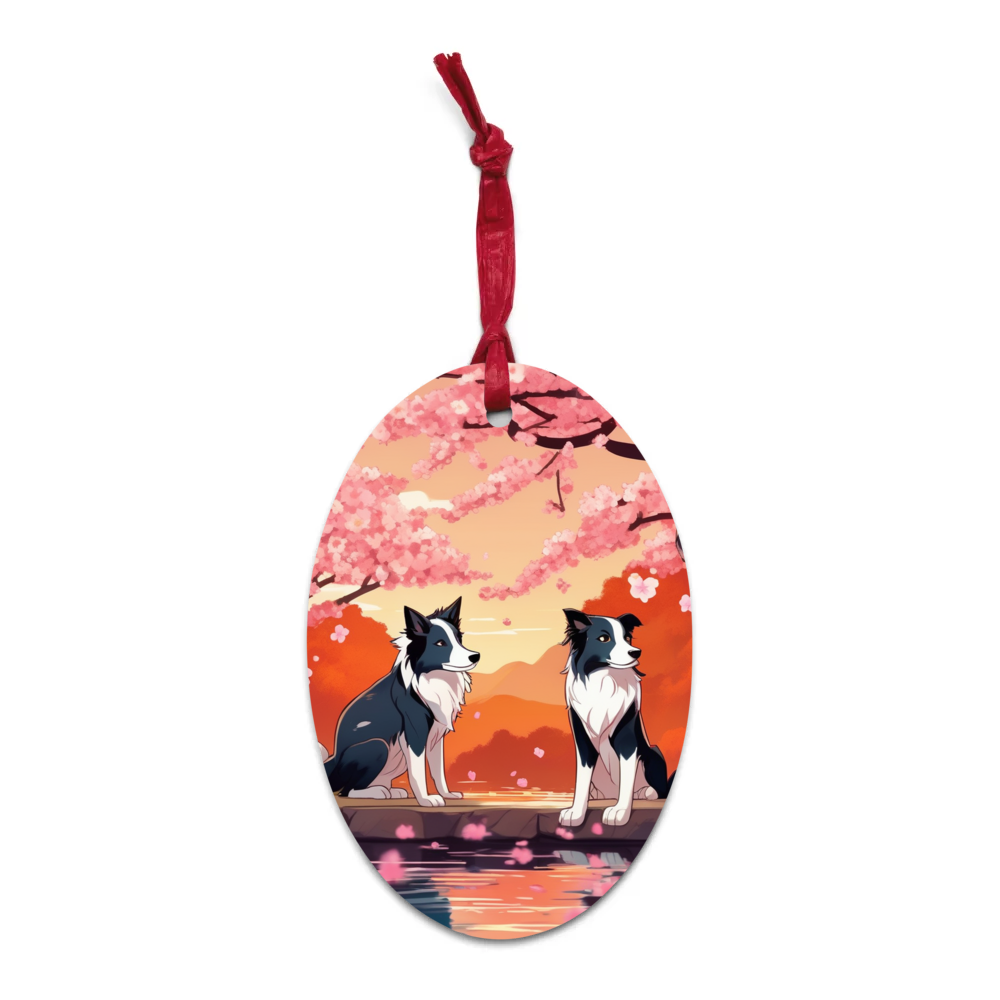 PugMug Custom Border Collie Wooden Ornament