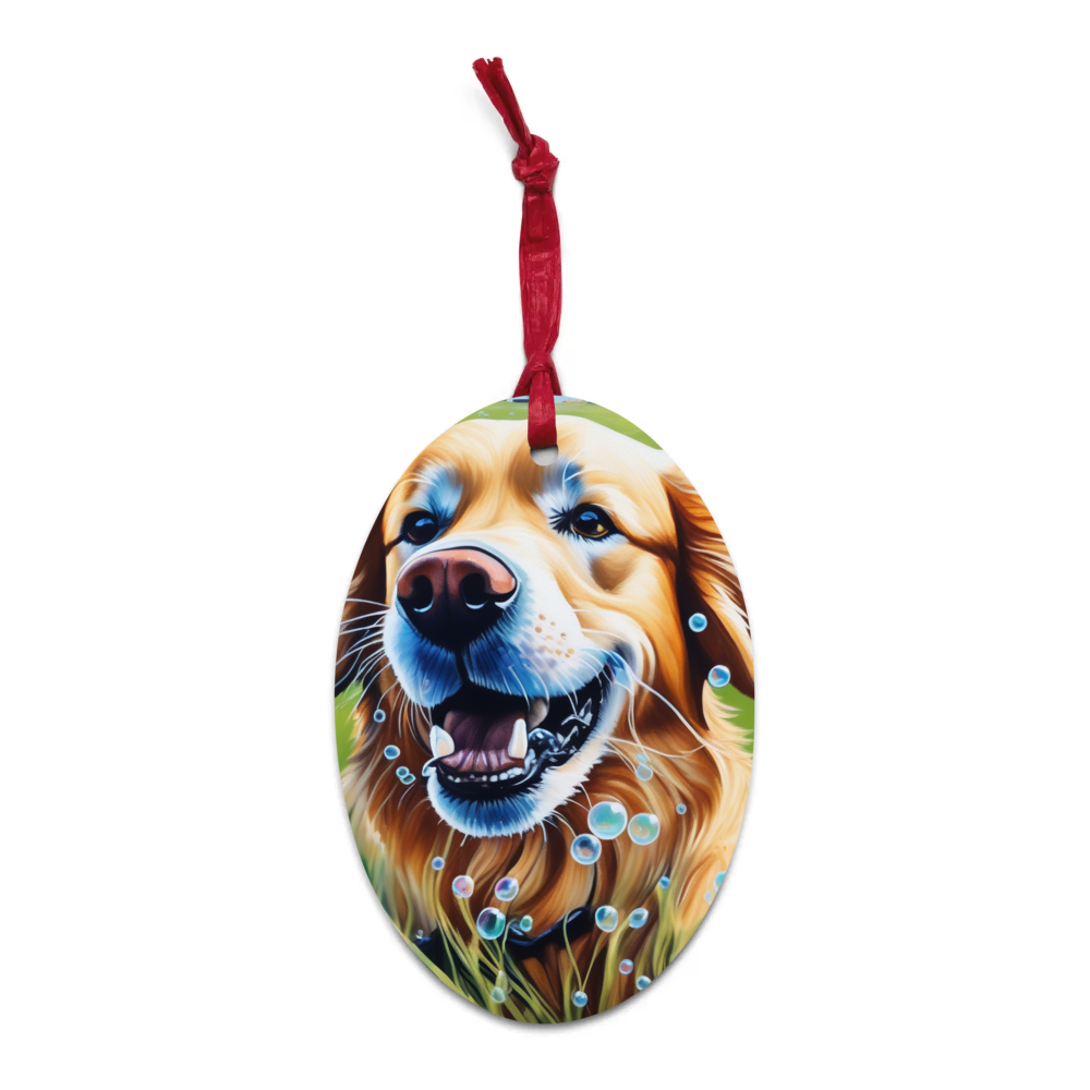 PugMug Custom Golden Retriever Wooden Ornament