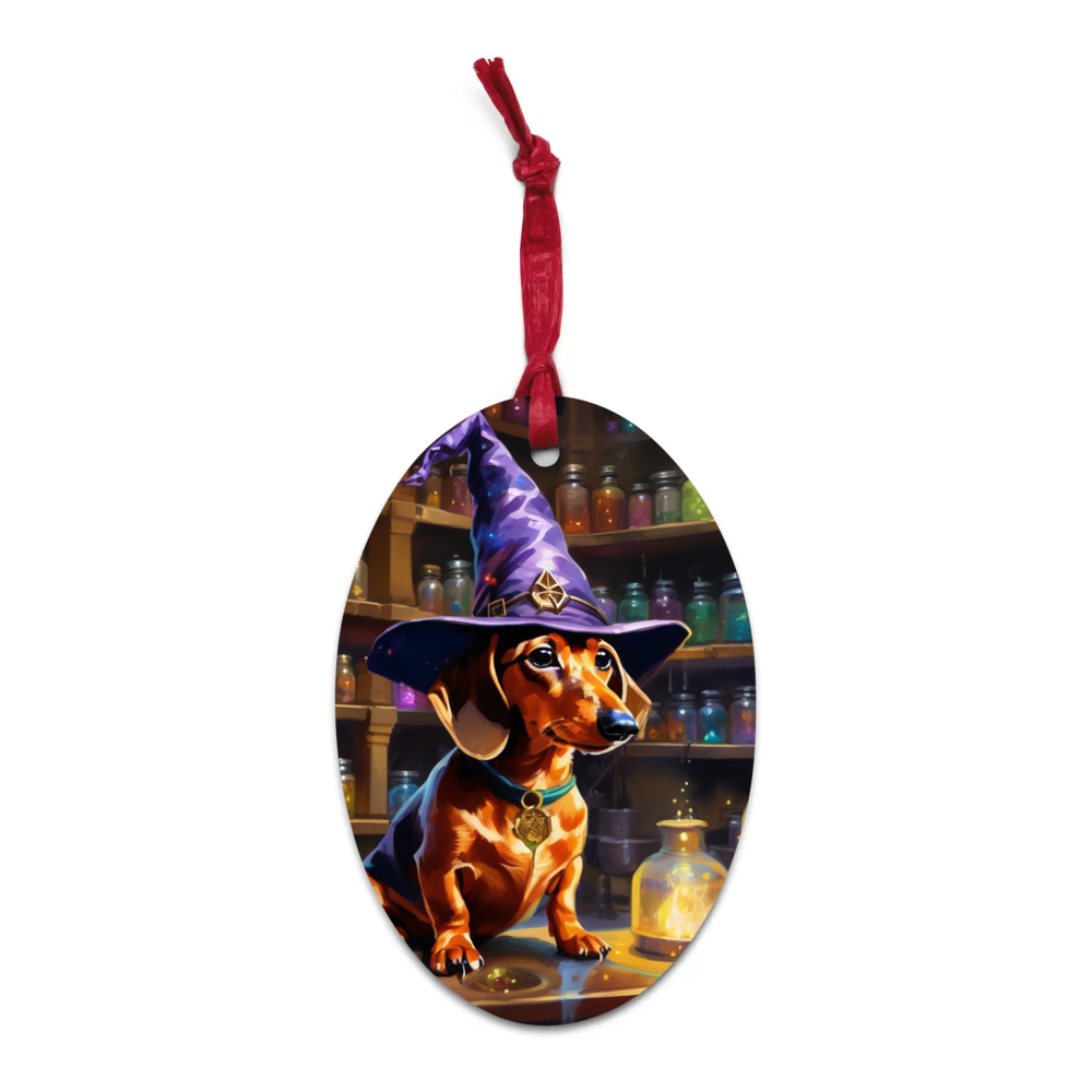 PugMug Custom Tan Dachshund Wooden Ornament