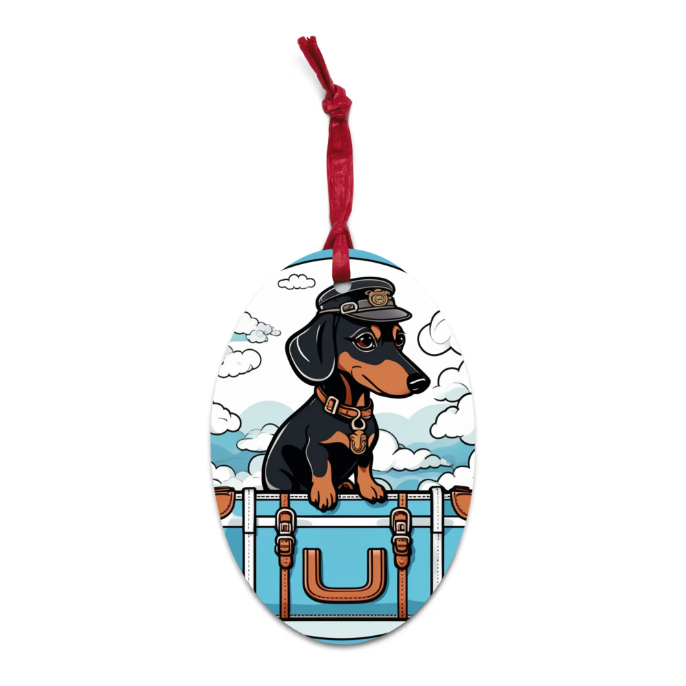 PugMug Custom Black Dachshund Wooden Ornament