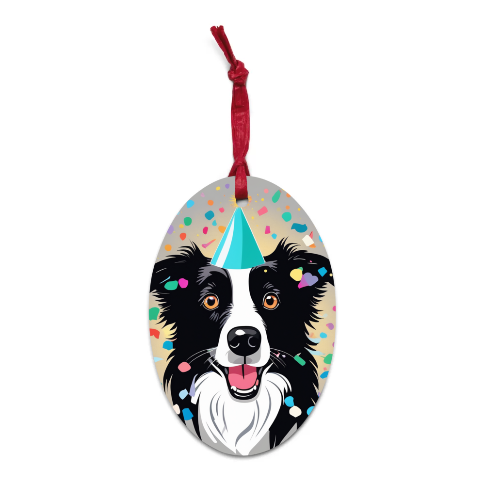 PugMug Custom Border Collie Wooden Ornament