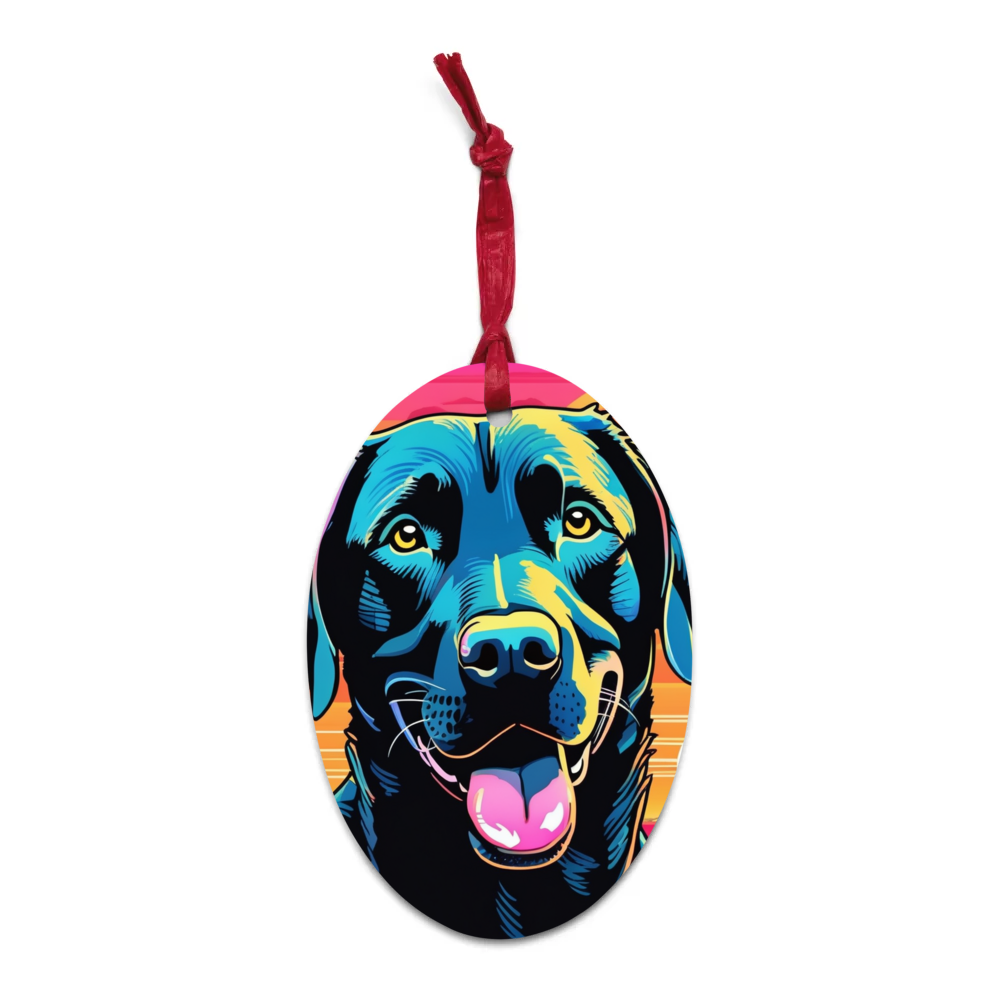 PugMug Custom Black Labrador Retriever Wooden Ornament