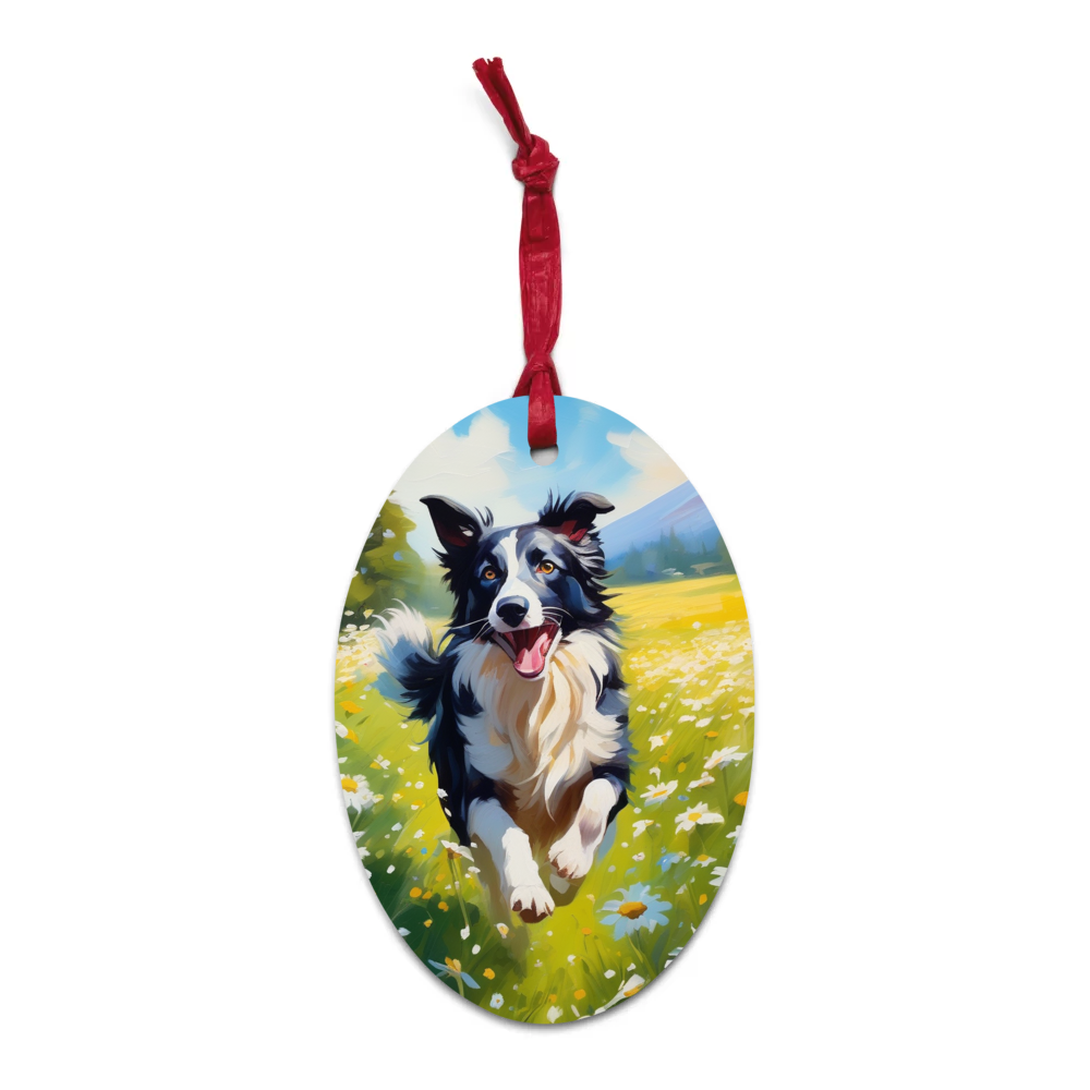PugMug Custom Border Collie Wooden Ornament