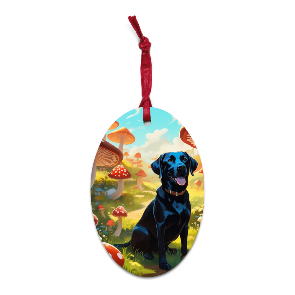 PugMug Custom Black Labrador Retriever Wooden Ornament