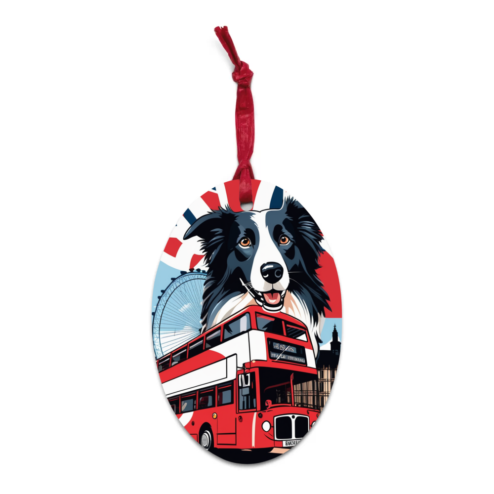 PugMug Custom Border Collie Wooden Ornament