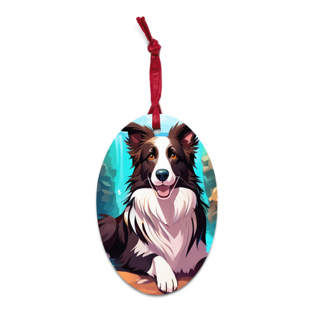 PugMug Custom Border Collie Wooden Ornament