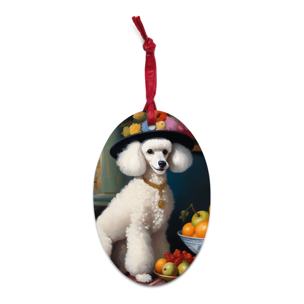 PugMug Custom White Poodle Wooden Ornament