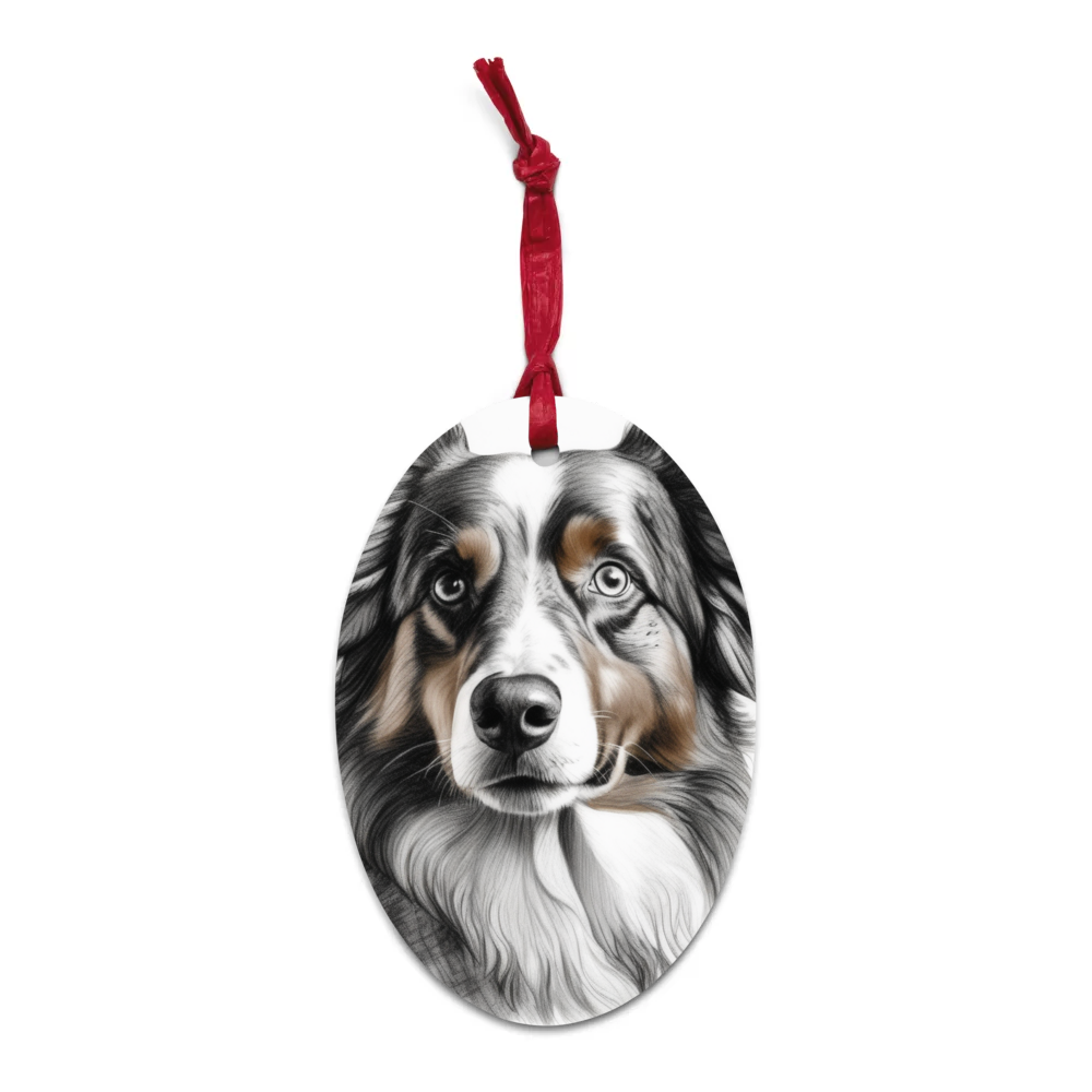 PugMug Custom Australian Shepherd Dog Wooden Ornament