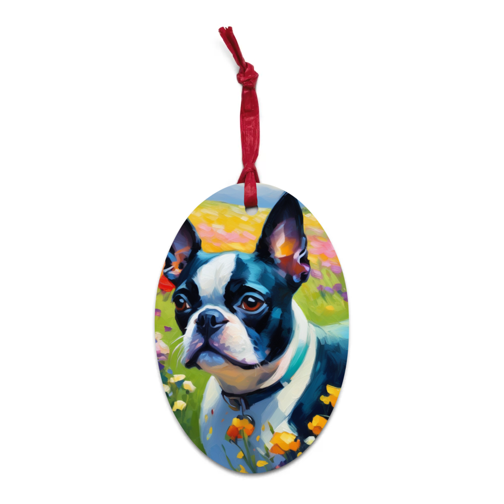 PugMug Custom Boston Terrier Wooden Ornament