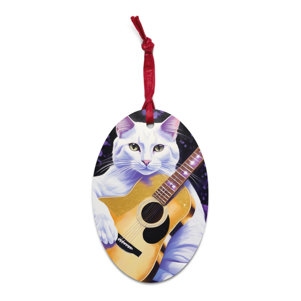 PugMug Custom White Companion Cat Wooden Ornament