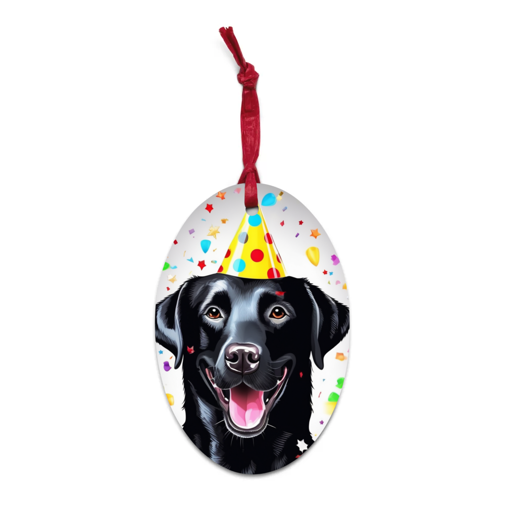 PugMug Custom Black Labrador Retriever Wooden Ornament