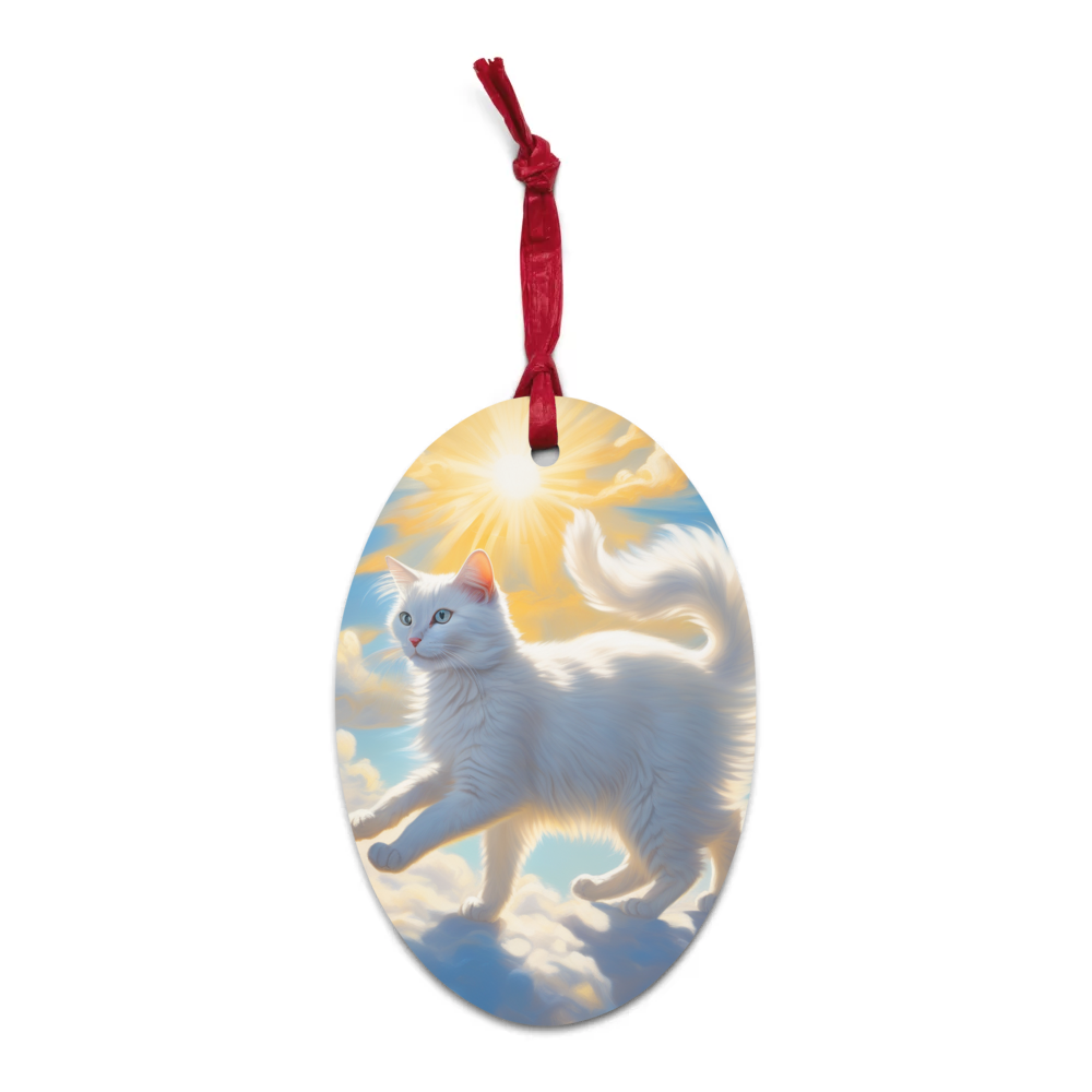 PugMug Custom White Companion Cat Wooden Ornament