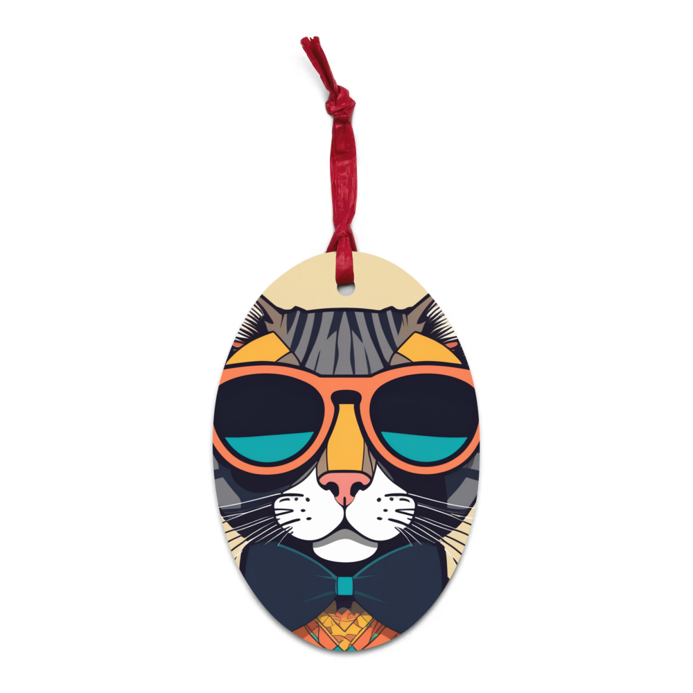 PugMug Custom Tabby Exotic Cat Wooden Ornament