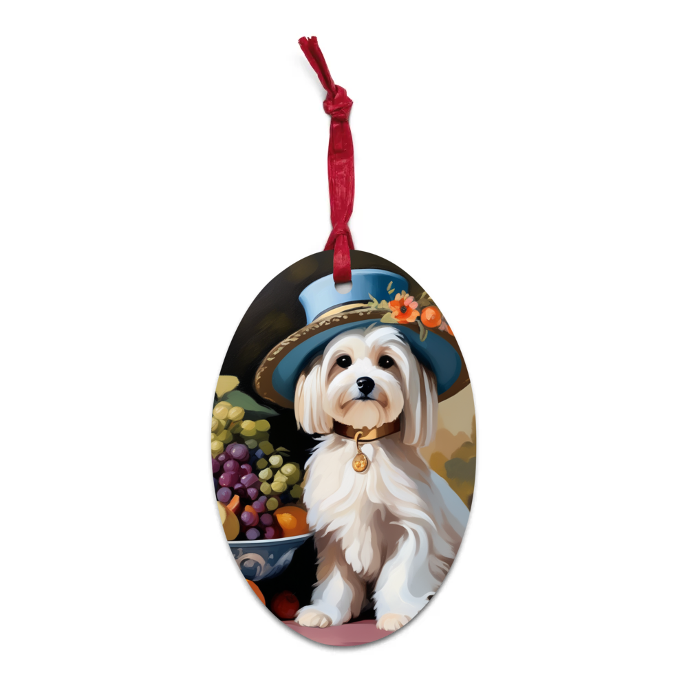 PugMug Custom White Havanese Dog Wooden Ornament