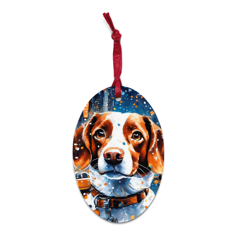 PugMug Custom Brittany Dog Wooden Ornament