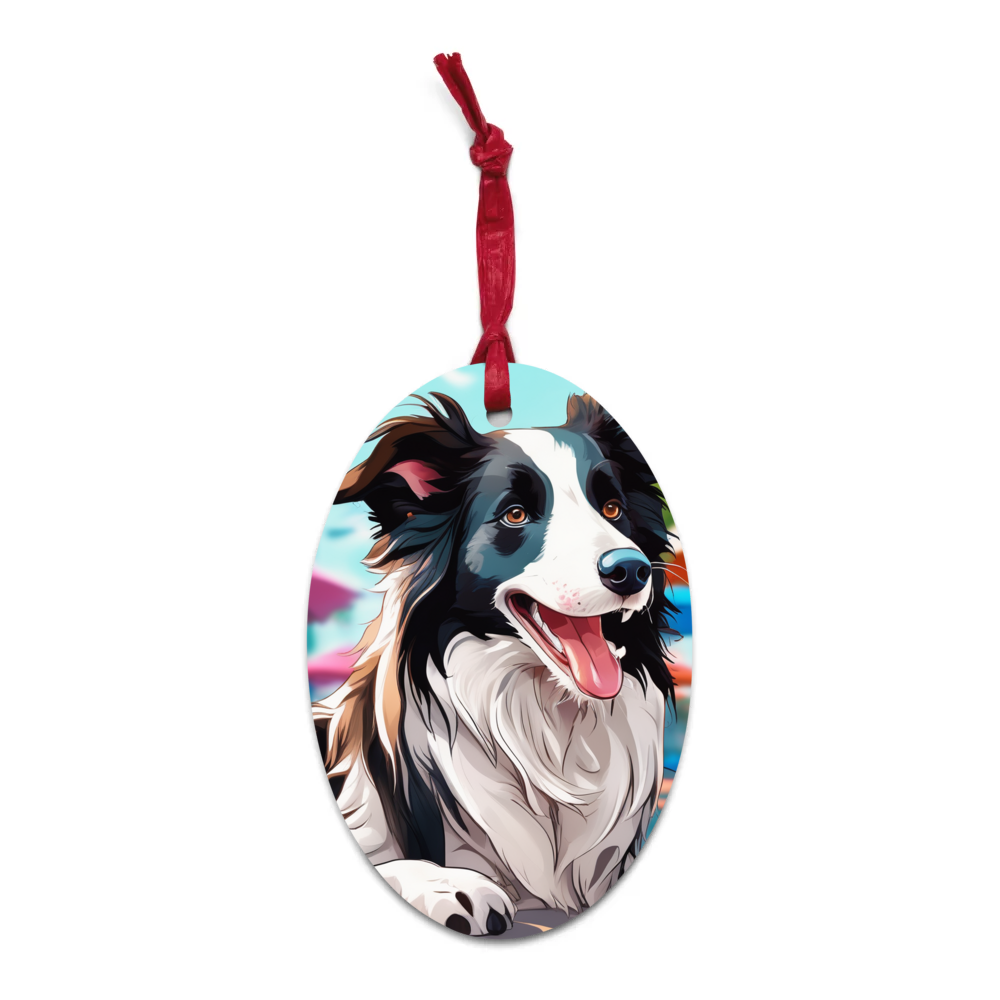 PugMug Custom Border Collie Wooden Ornament